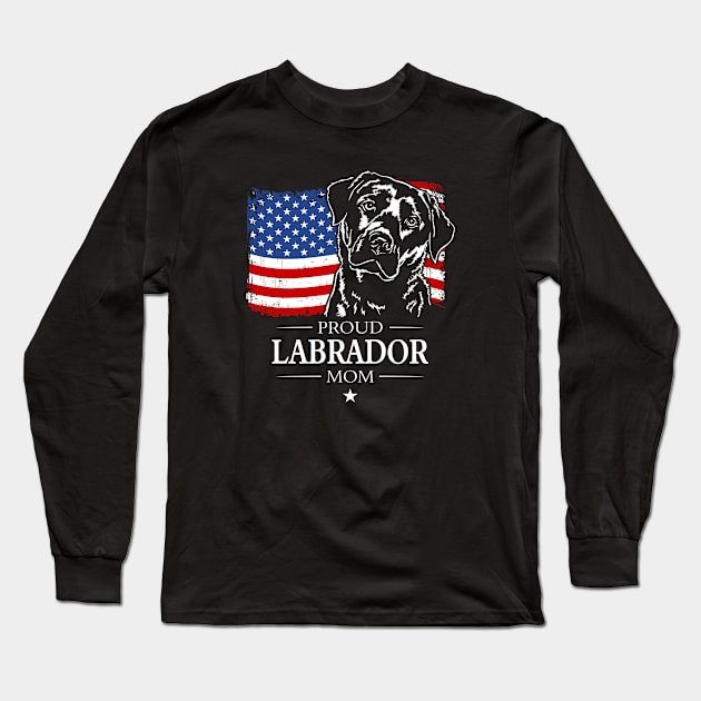 Proud patriotic Labrador Mom American Flag dog Long Sleeve T-Shirt by wilsigns